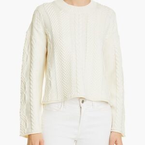 Theory Wool Cable Knit Cream Sweater - Size Large